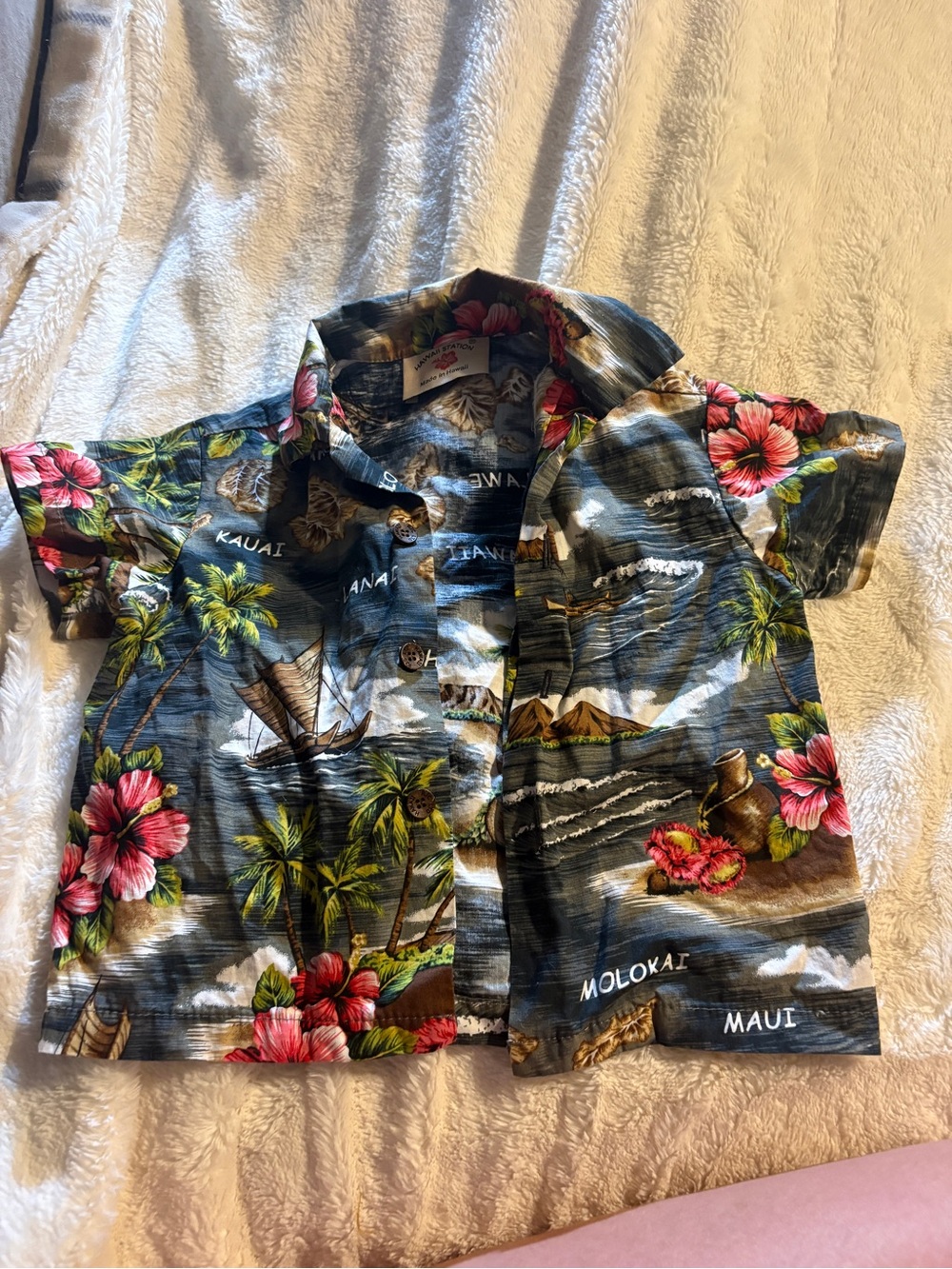 Kids Hawaiian Button-Down Shirt - Multicolor Tropical Print